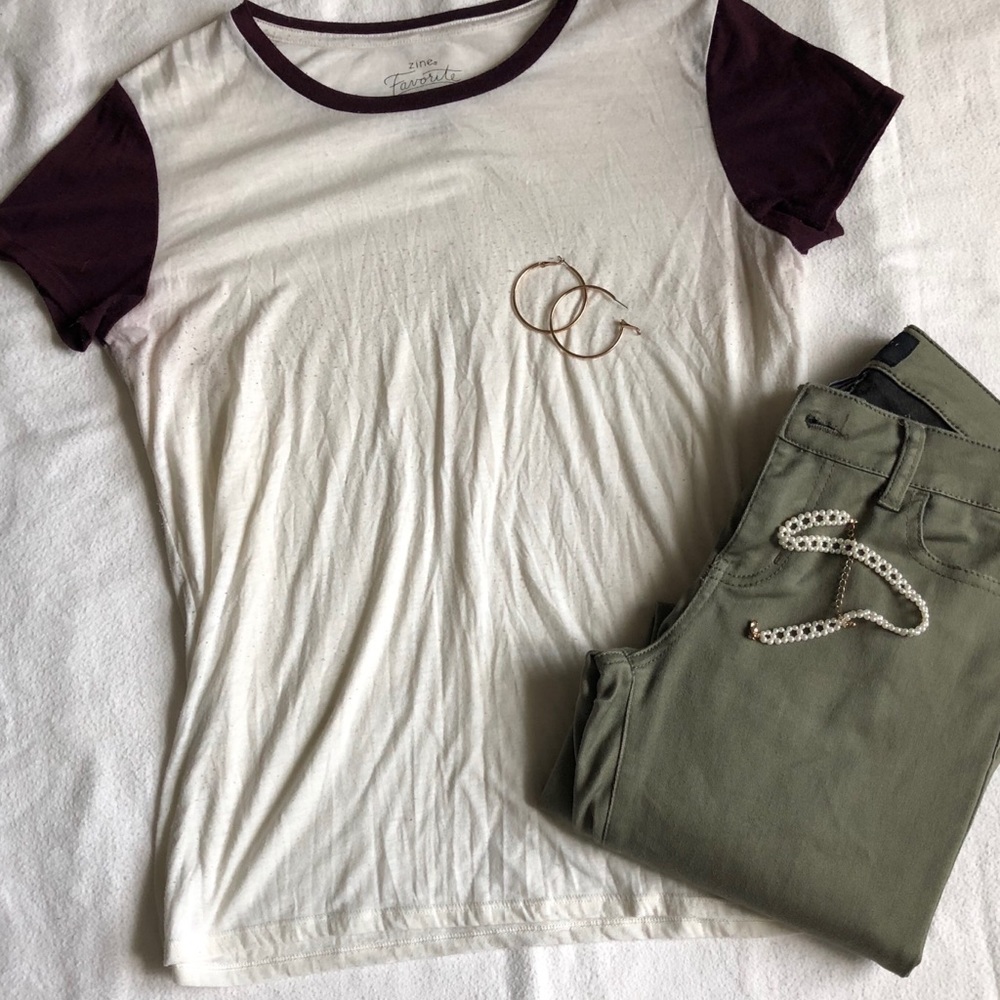 Maroon and cream top